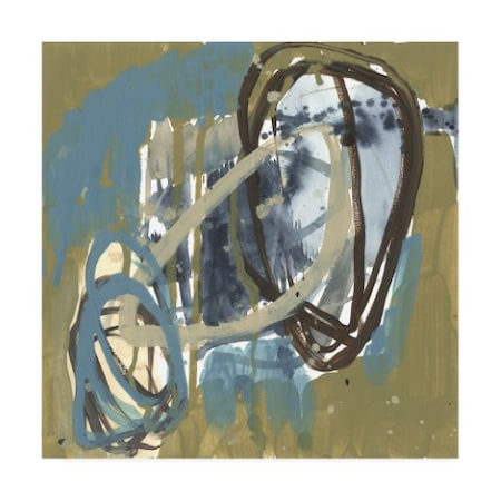 Jennifer Goldberger 'Umber And Blue Rounds II' Canvas Art,35x35